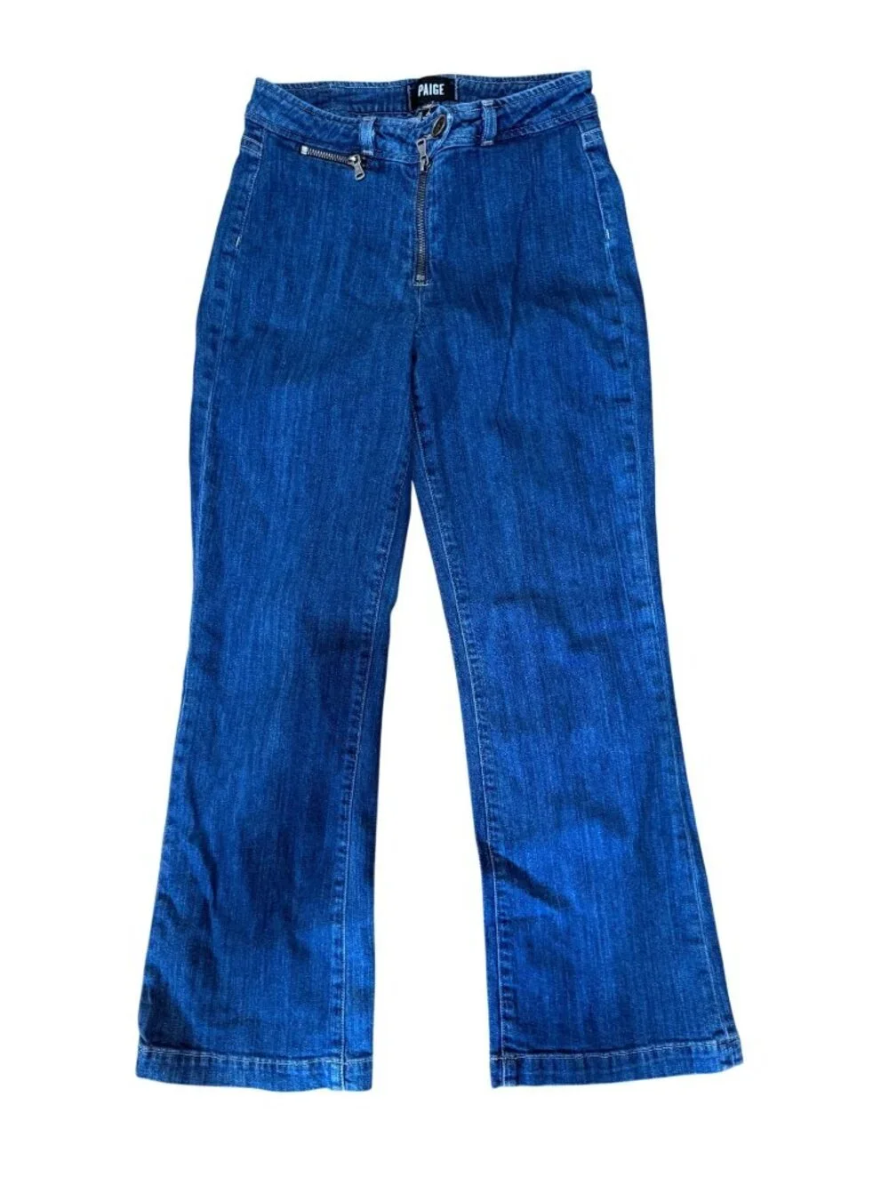 Paige Milo Crop Flare Jeans Womens Size 25 Medium Wash High-Rise Stretch Denim